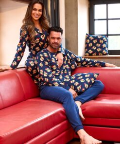 Piżamy dla Pary - zestaw piżam damska i męska granat misie