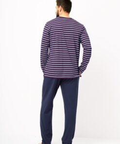 Alternative view of Piżama męska Key MNS 316 B25 długa Bawełniana paski granat