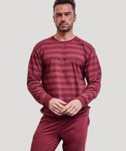 Piżama męska Cornette 117/320 Loose 16 paski bordowa