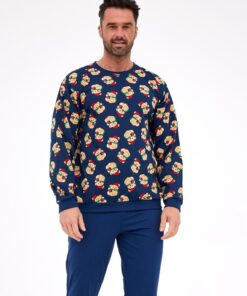 Piżama męska Cornette 457/293 Teddy 6 długa misie granatowa