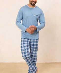 Alternative view of Piżama męska Regina 488 bawełniana długi rękaw niebieska