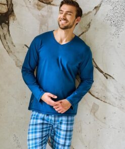 Piżama męska Taro Mark 3475 z długim rękawem jeans