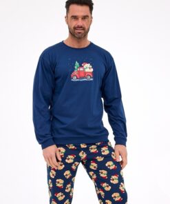 Piżama męska Cornette 115/290 Teddy 2 długa misie granatowa