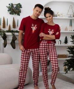 świąteczna piżama damska i męska dla par zestaw męska i damska piżama sensis na święta