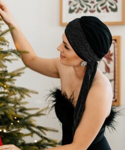 Elegancki Turban Amelia z szarfami czarny