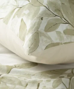 Alternative view of Biała pościel w beżowe liście ze 100% Bawełny Satynowej – Polska Pościel