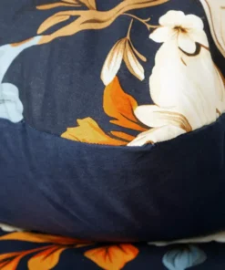 Alternative view of Ciemno granatowa pościel w kremowe kwiaty – Polska pościel 100% bawełniana