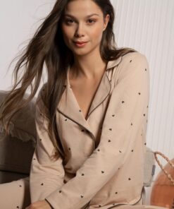 Alternative view of Piżama damska Morning Kiss długi rękaw Bawełna Premium beż