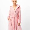 różowy miękki szlafrok z kapturem ciepły gruby key