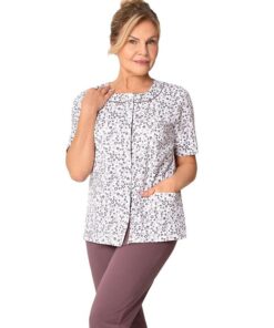 Piżama damska Martel krótki rękaw Rozpinana ciemna śliwka