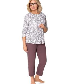 Alternative view of Piżama damska Martel rękaw 3/4 Rozpinana ciemna śliwka