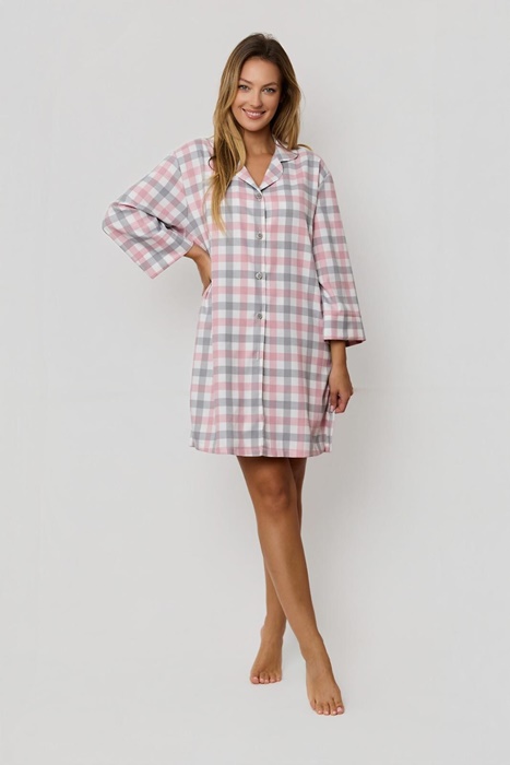 Koszula nocna Mefemi długie rękawy szerokie Rozpinana róż - obrazek 5