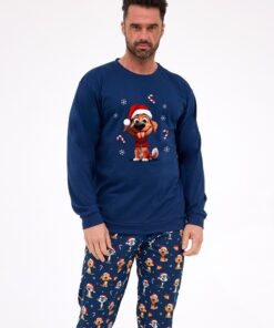 Piżama męska Cornette 115/294 Dog długa pieski granatowa