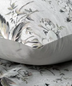 Alternative view of Szara bawełniana pościel satynowa w kwiaty seria Classic – Satyna Bawełniana