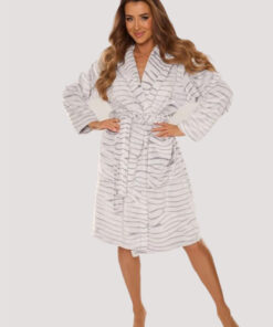 Alternative view of Szlafrok De Lafense 899 Scarlett miękki z kapturem szara zeberka