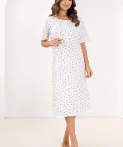 Alternative view of Koszula nocna Regina długa krótki rękaw rozpinana góra niebieska