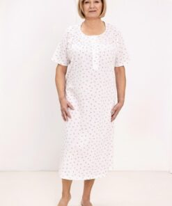 Alternative view of Koszula nocna Regina długa krótki rękaw rozpinana góra fioletowa