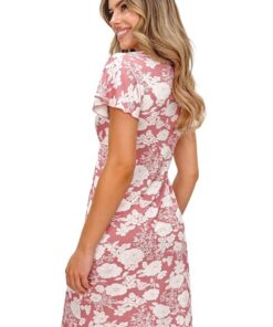 Alternative view of Koszula nocna Donna przed kolana w kwiaty wrzosowy róż