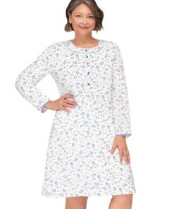 Koszula nocna Martel Długi rękaw rozpinana góra błękitne kwiatki