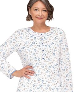 Alternative view of Koszula nocna Martel Długi rękaw rozpinana góra błękitne kwiatki