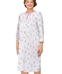 Koszula nocna Martel rozpinana u góry rękaw 3/4 kwiaty brudny róż