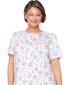 Alternative view of Koszula nocna Martel rozpinana góra krótki rękaw kwiaty brudny róż