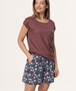 Piżama damska Mefemi krótki rękaw krótkie spodenki brązowa