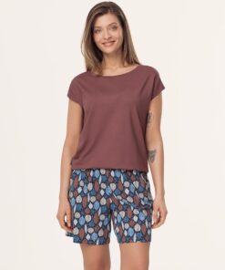 Alternative view of Piżama damska Mefemi krótki rękaw krótkie spodenki brązowa