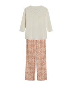 Alternative view of Piżama damska Henderson rękaw 3/4 i długie spodnie ecru beżowa