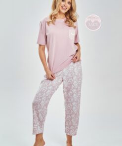 Alternative view of Piżama damska krótki rękaw spodnie 7/8 Taro brudny róż