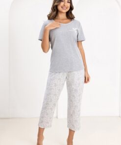 Alternative view of Piżama damska bawełna Regina krótki rękaw spodnie 7/8 szara