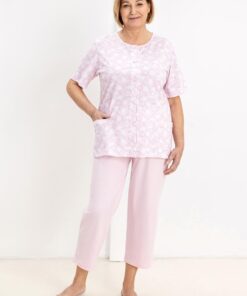 Alternative view of Piżama damska bawełna Regina krótki rękaw Rozpinana różowa