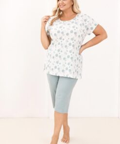 Alternative view of Piżama damska Regina 730 krótki rękaw rybaczki w koła zielona