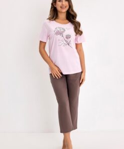 Alternative view of Piżama damska Regina krótki rękaw 100% Bawełna róż kakao