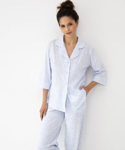 Piżama damska Sensis Paloma Bawełna Rozpinana blady niebieski