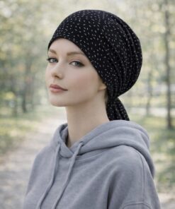 Alternative view of Chustka na głowę Maja mini bawełna – czarna w kreski