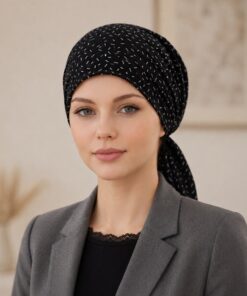 Chustka na głowę Maja mini bawełna – czarna w kreski