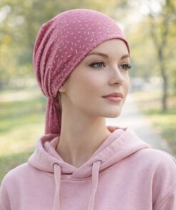 Alternative view of Chustka na głowę Maja mini bawełna – różowa w kreski