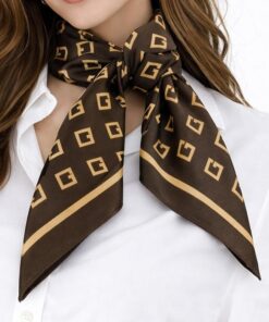 Elegancka apaszka damska złoto brązowa