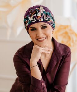 Turban Ariela Zestaw turban śliwka + opaska kolorowa