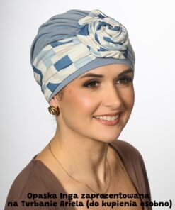 Opaska z drutem Inga – figury beż niebieski