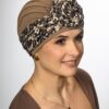 Turban Ariela Zestaw turban kawowy + opaska kawa panterka