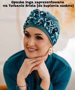 Opaska z drutem Inga – turkusowy wzorek