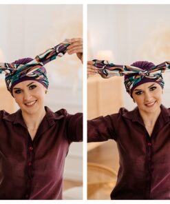 Alternative view of Turban Ariela Zestaw turban wrzosowy + opaska śliwkowa