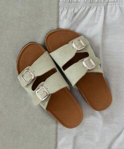 Kapcie damskie Klapki Sensis regulowane paski miętowe