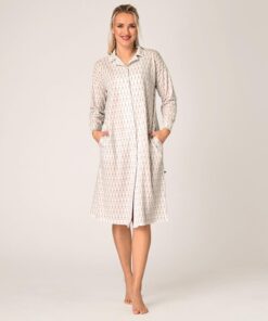 Alternative view of Koszula nocna KEY 100% bawełniana Rozpinana jasny beż