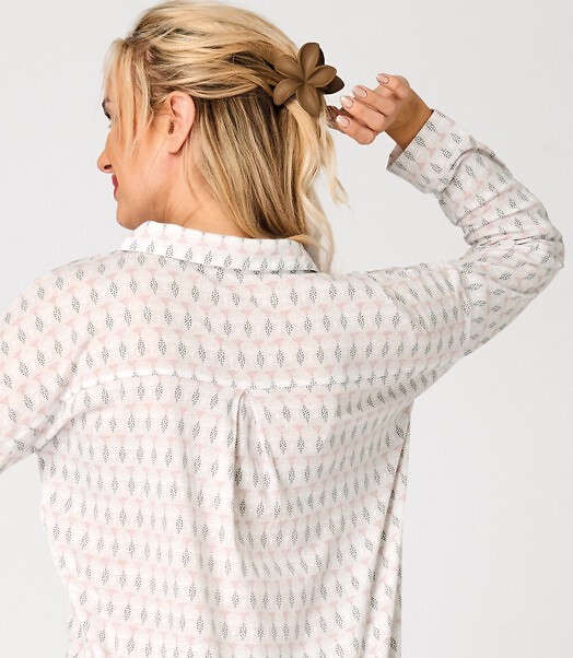 Koszula nocna KEY 100% bawełniana Rozpinana jasny beż - obrazek 3