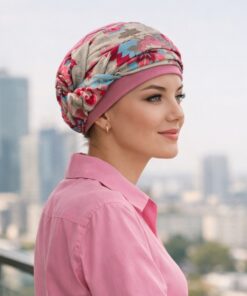 Alternative view of Bambusowy Turban Matylda pudrowy róż + wzór