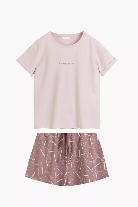 Piżama damska Atlantic Bawełniana krótkie spodenki pudrowy - obrazek 3