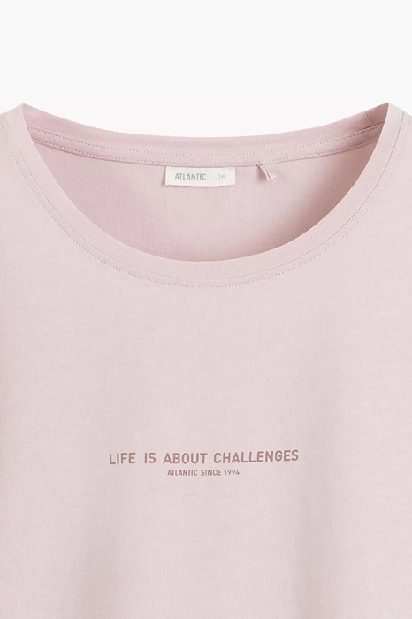 Piżama damska Atlantic Bawełniana krótkie spodenki pudrowy - obrazek 5